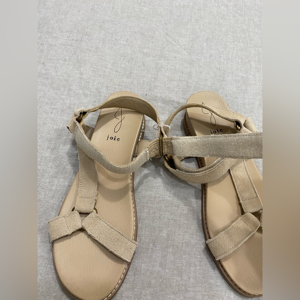 Joie, Women's Leather Flat Sandals,Crisscross Straps and Buckle,Size 9.5 Tan - Picture 8 of 9